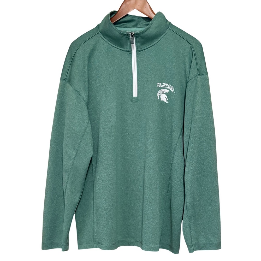 Michigan State Spartans‎ Knights Apparel 1/4 Zip Green Pullover Mens L Polyester